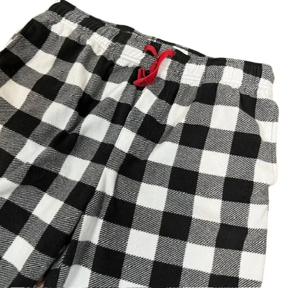 Columbia Men's Buffalo Check Black and White Fleece Pajama Pants‎ Size Medium